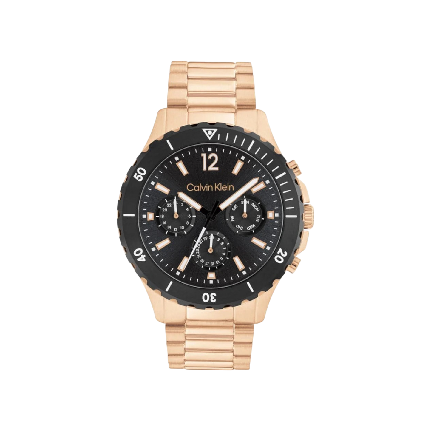 Calvin Klein Sport Chronograph Men's Black Dial & Rose Gold Bracelet Strap Watch 44mm