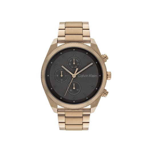 Calvin Klein Impact Men's Black Dial & Gold Bracelet Watch 44mm