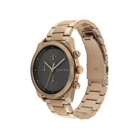 Calvin Klein Impact Men's Black Dial & Gold Bracelet Watch 44mm