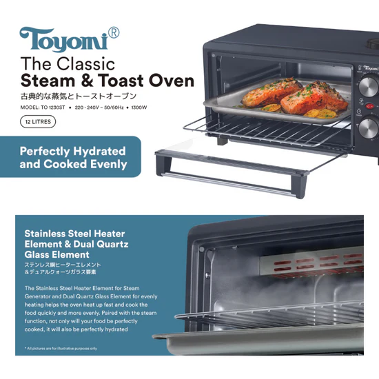 Toyomi Classic Toast & Steam Oven 12L TO 1230ST