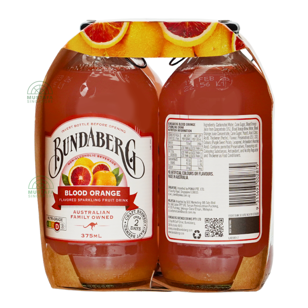 Bundaberg Blood Orange Flavoured Sparkling Fruit Drink 4 x 375ml