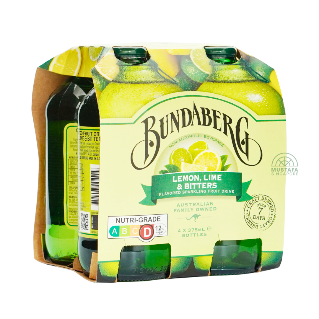 Bundaberg Lemon, Lime & Bitters Flavoured Sparking Fruit Drink 4 x 375ml