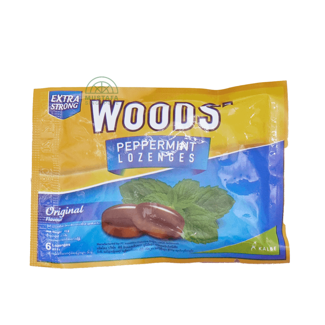 Woods' Peppermint Lozenges Strong Original Flavour 15g/6 drops