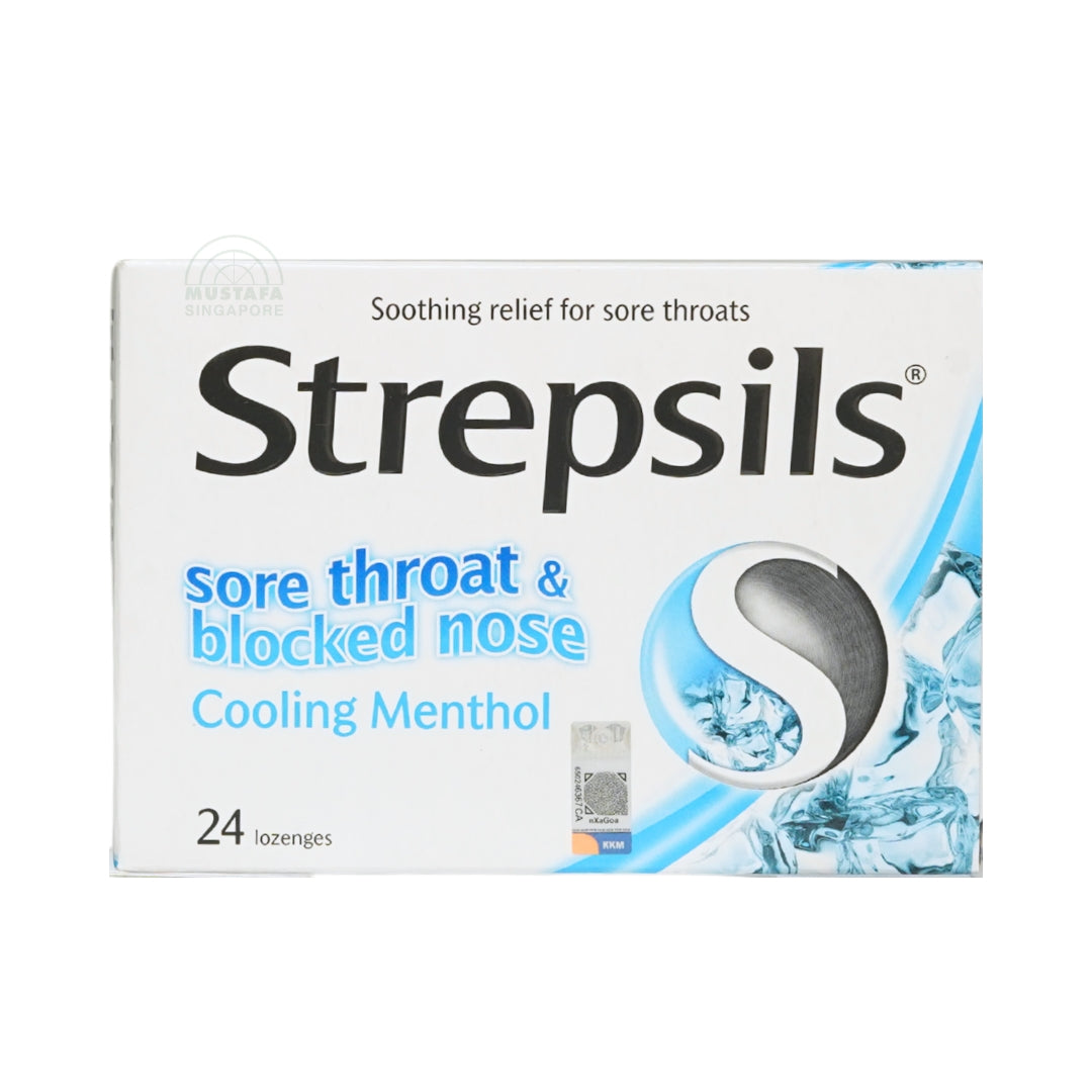 Strepsils Lozenges for Sore Throat & Blocked Nose (Cooling Menthol) 24s