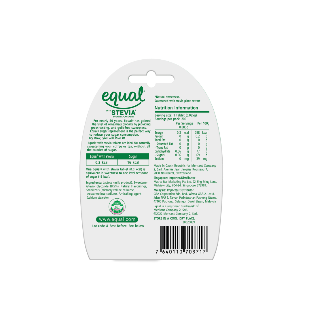 Equal With Stevia Sugar Replacement 200 Tablets 17g