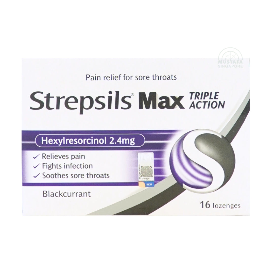 Strepsils Lozenges Max Triple Action (Blackcurrent) 16s