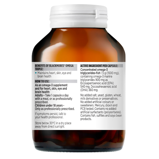Blackmores Omega Triple 60 Vanilla Flavoured Capsules