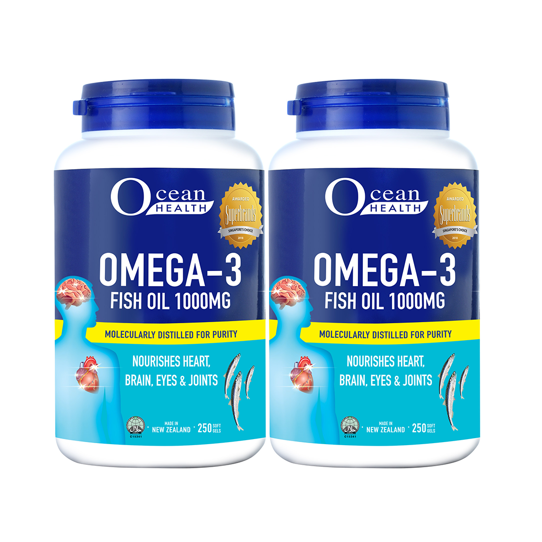 Ocean Health Omega-3 Fish Oil 1000mg Softgels 250s x 2