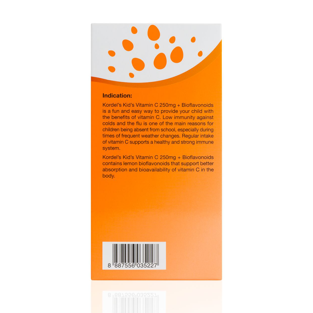 Kordel's Vitamin C 250mg + Bioflavonoids (60 Chewable Tabs)