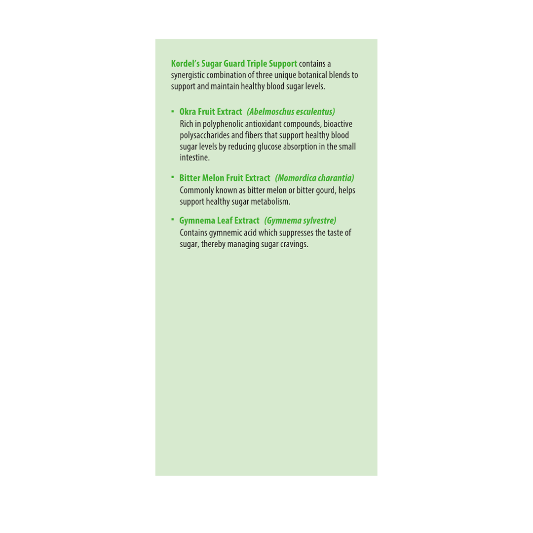 Kordel's Sugar Guard Triple Support (Managed Sugar Cravings) 30 Caps