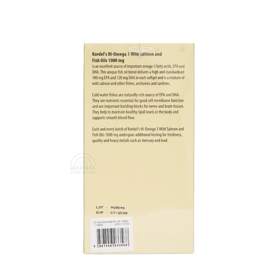 Kordel's Hi-Omega 3 Wild Salmon and Fish Oils 1000mg 2 x 180 softgels