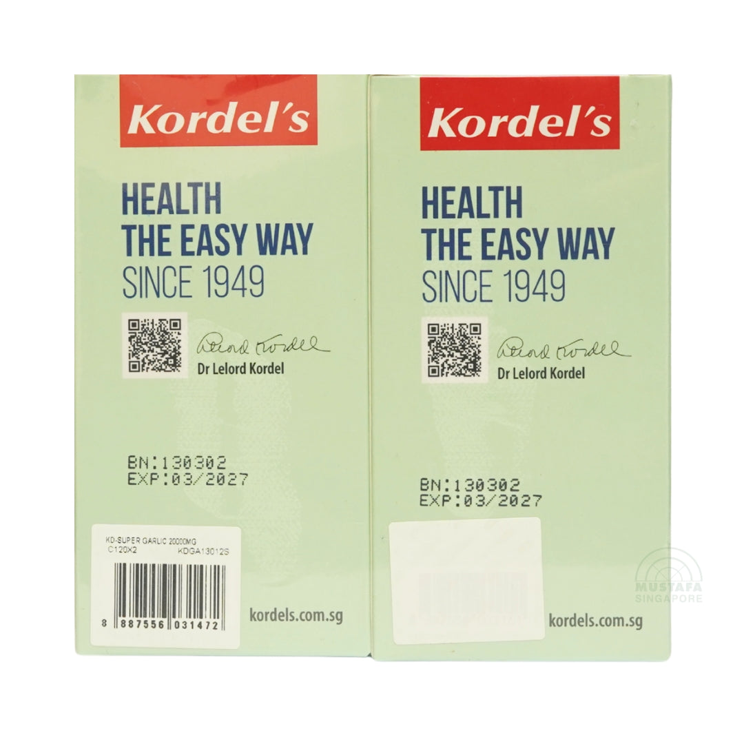 Kordel's Super Garlic 20,000mg with Peppermint Oil 120 softgels x 2