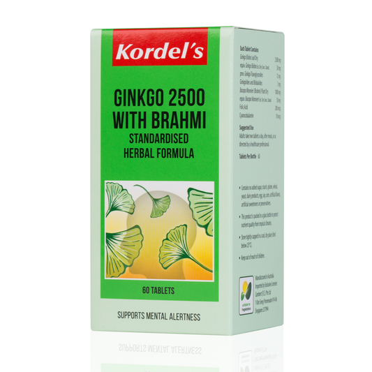 Kordel's Gingko 2500 With Brahmi Standardised herbal formula (60 Tabs)