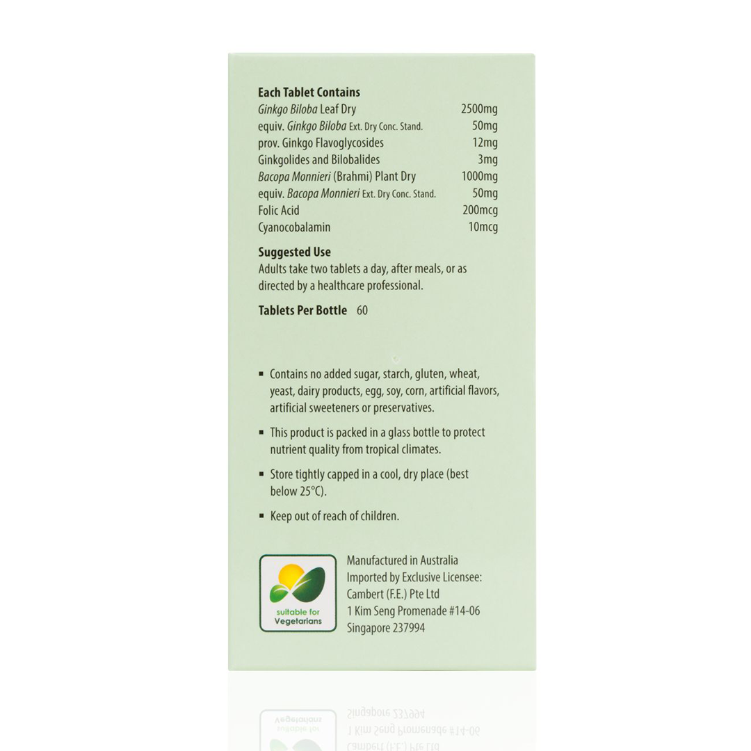 Kordel's Gingko 2500 With Brahmi Standardised herbal formula (60 Tabs)