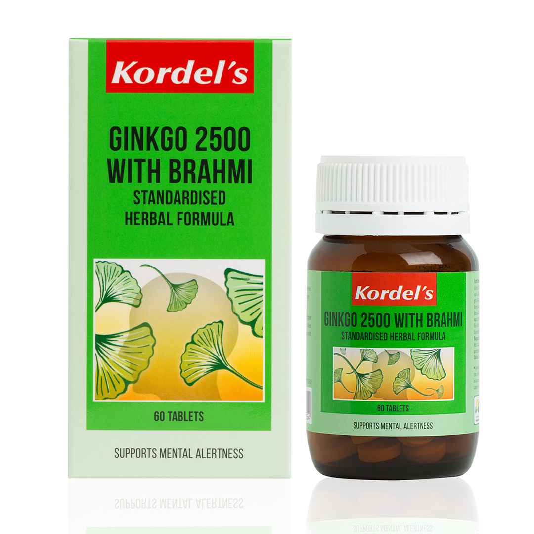 Kordel's Gingko 2500 With Brahmi Standardised herbal formula (60 Tabs)