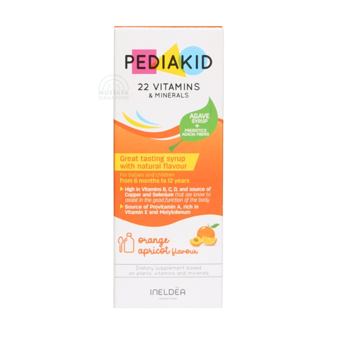 PEDIAKID 22 Vitamins + Minerals 125ml Orange Apricot Flavour Syrup