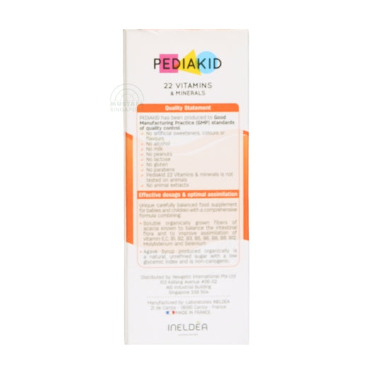 PEDIAKID 22 Vitamins + Minerals 125ml Orange Apricot Flavour Syrup