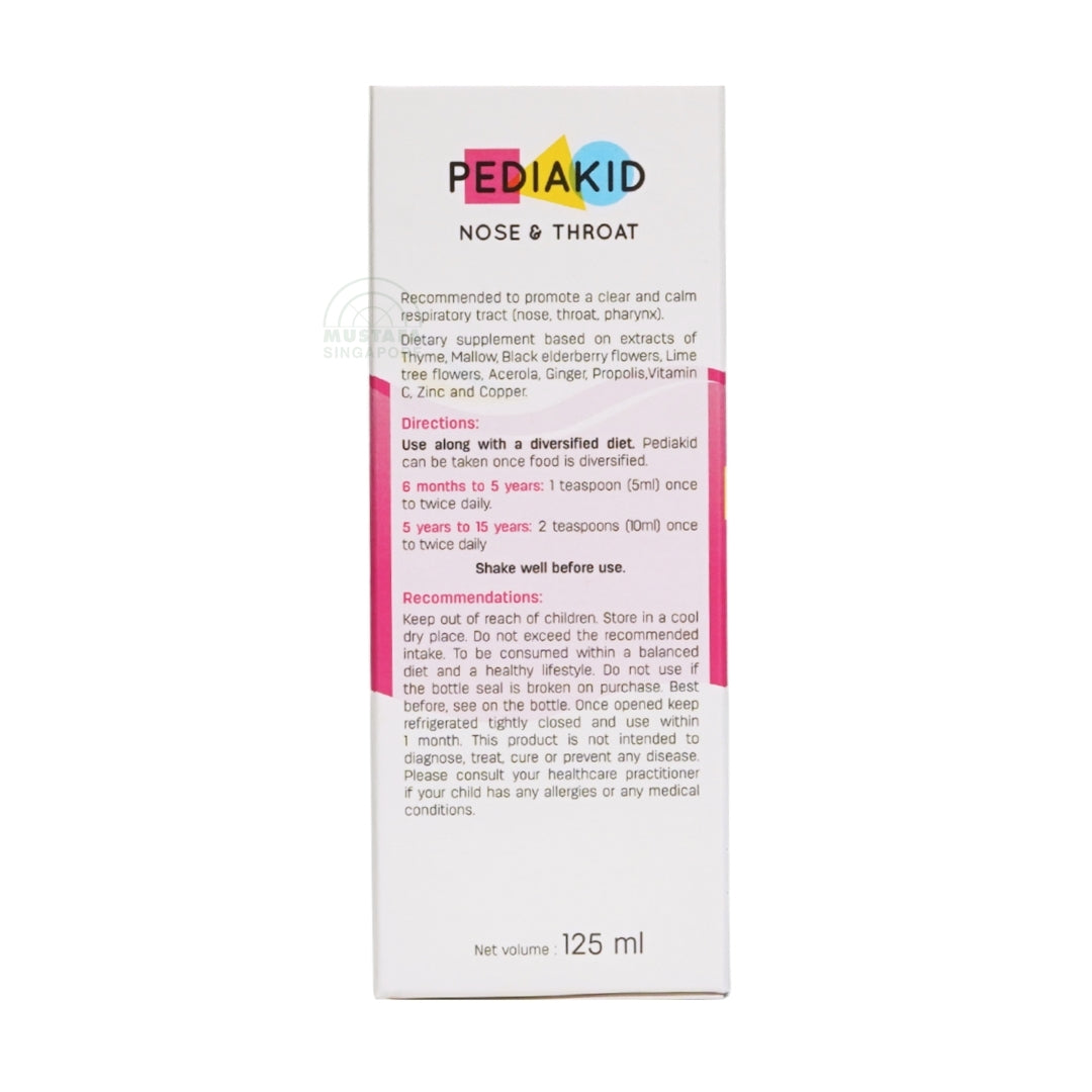 PEDIAKID Nose & Throat 125ml Honey Lemon Flavour Syrup