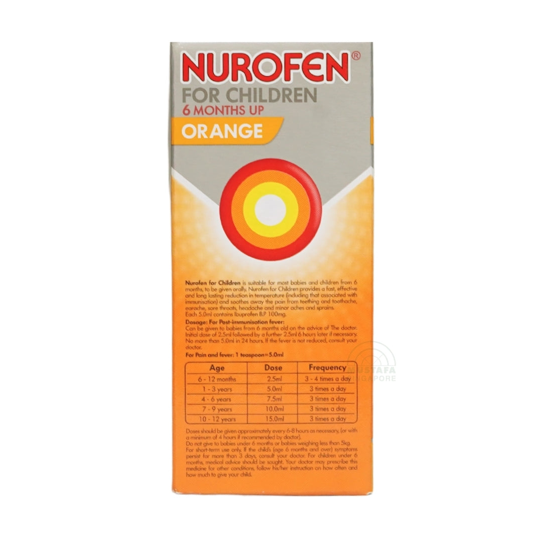Nurofen Ibuprofen for Children Fever and Pain Relief Orange Flavoured 60ml