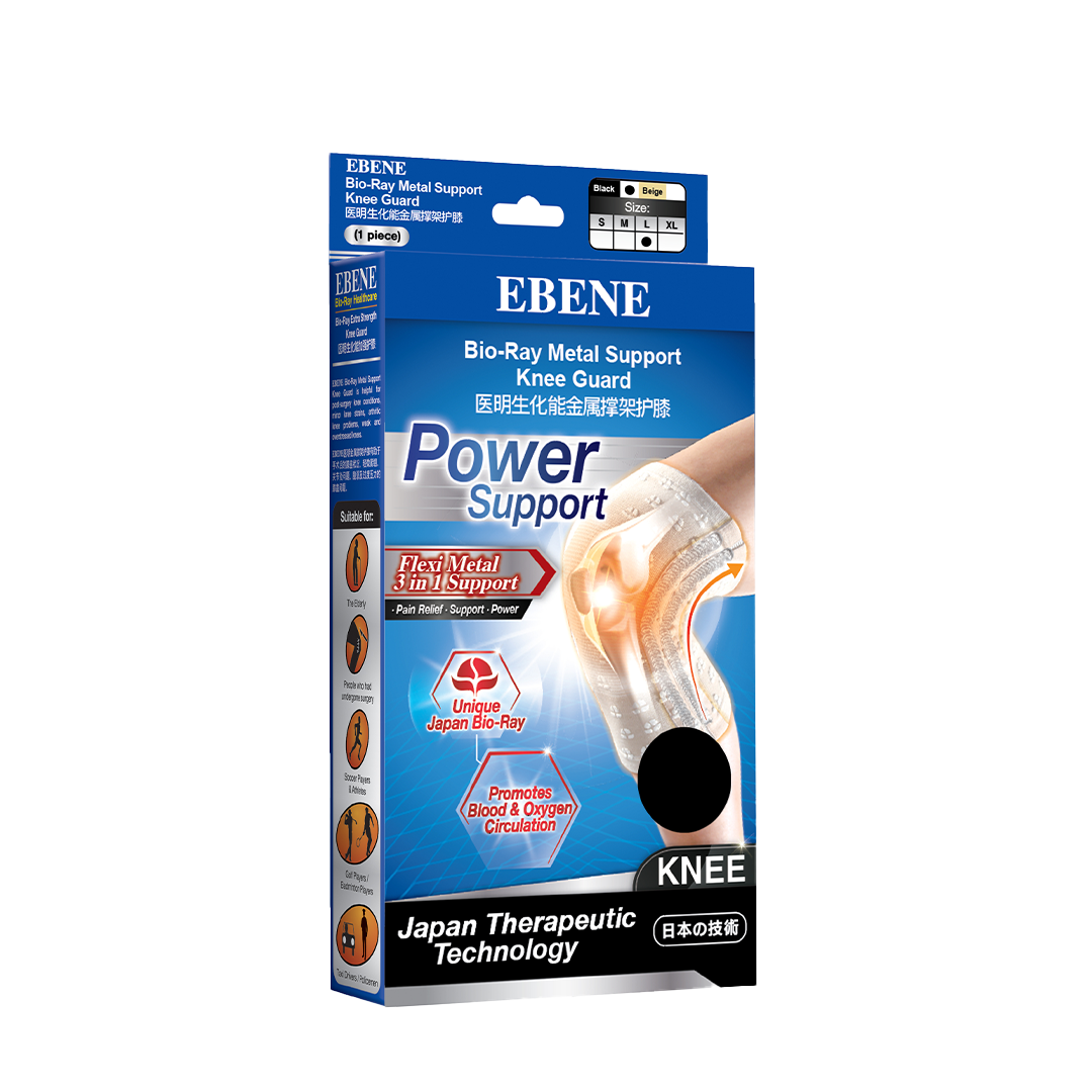 Ebene Bio-Ray Metal Support Knee Guard L (Black)