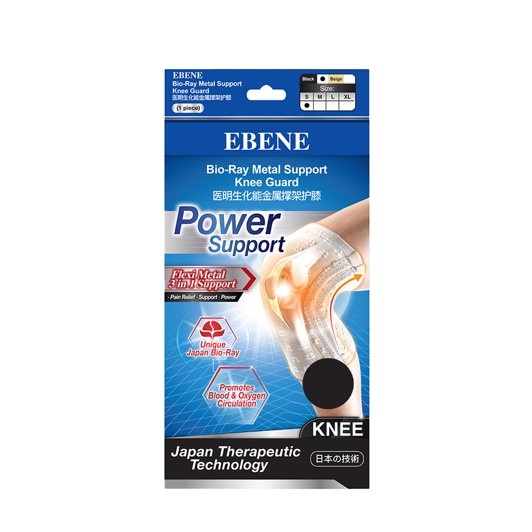 Ebene Bio-Ray Metal Support Knee Guard S (Black)