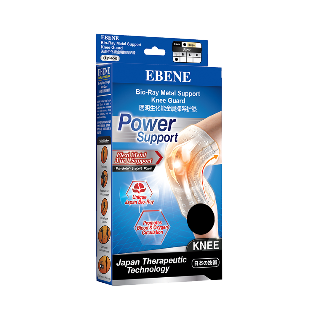 Ebene Bio-Ray Metal Support Knee Guard S (Black)