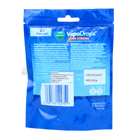 Vapodrops Xtra Strong 16 Menthol Blast Lozenges