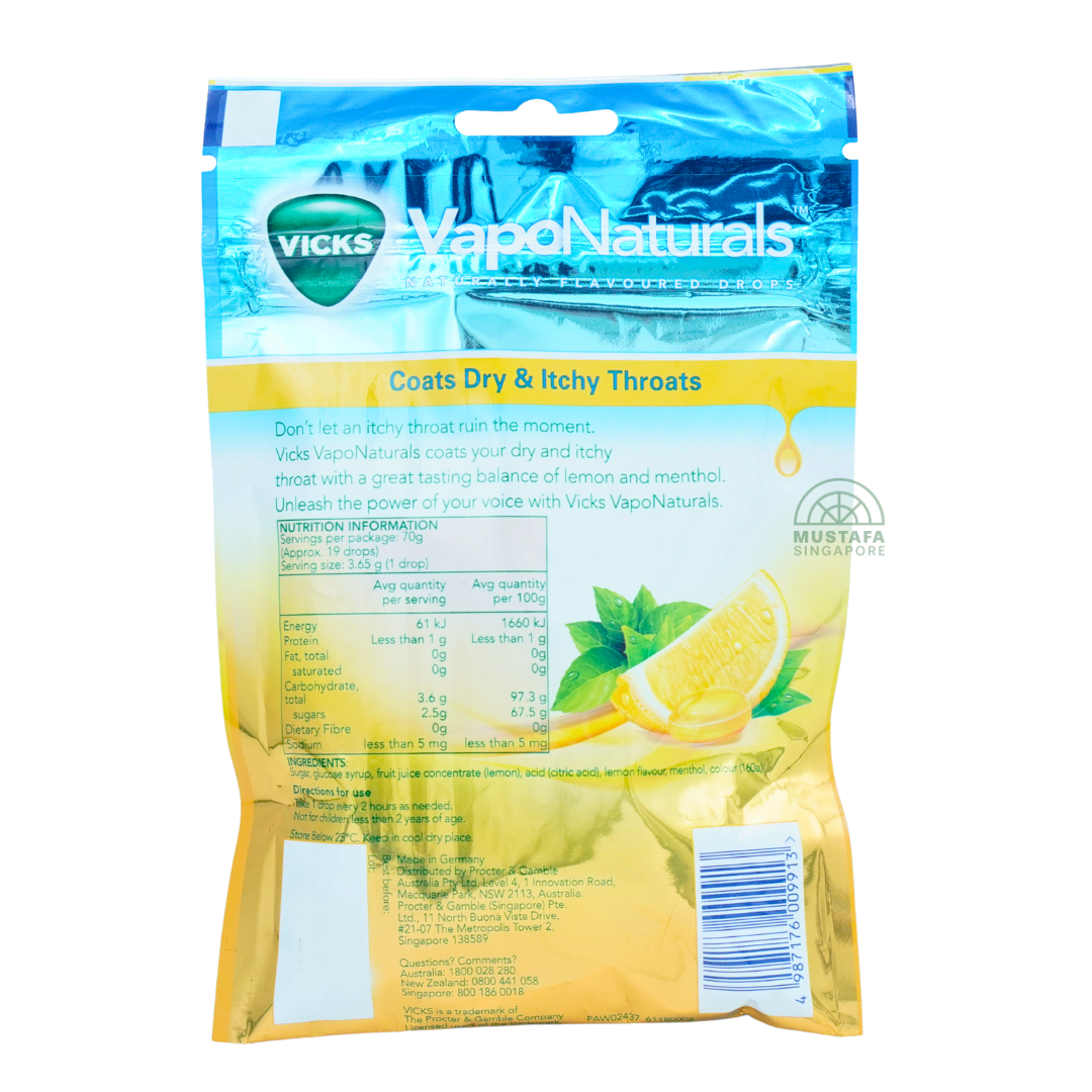 VapoNaturals Naturally Flavoured Drops Lemon Menthol Flavour 70g