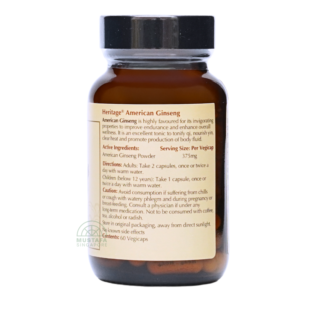 Heritage American Ginseng 60 Vegicaps 375mg