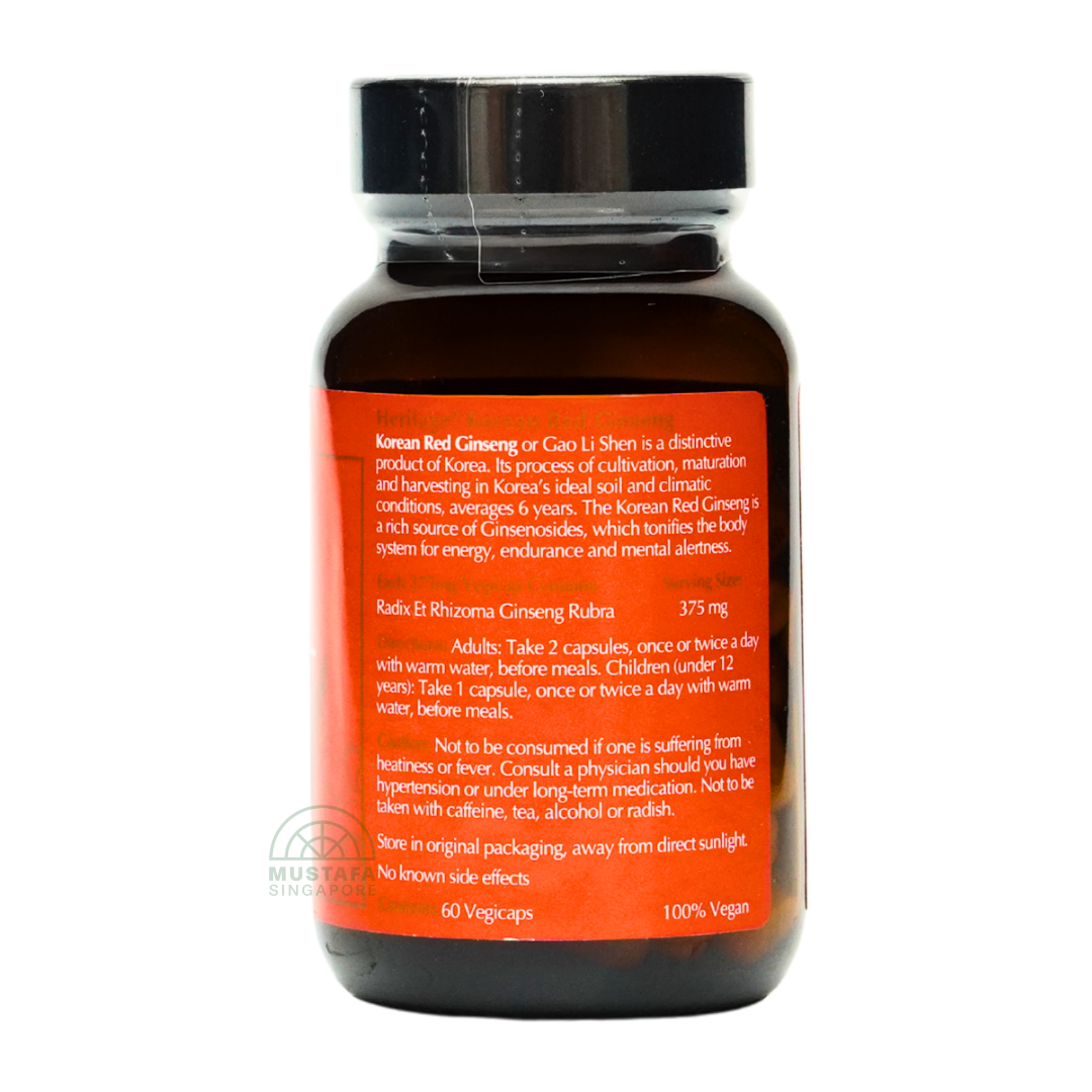 Heritage Korean Red Ginseng 60 Vegicaps 375mg