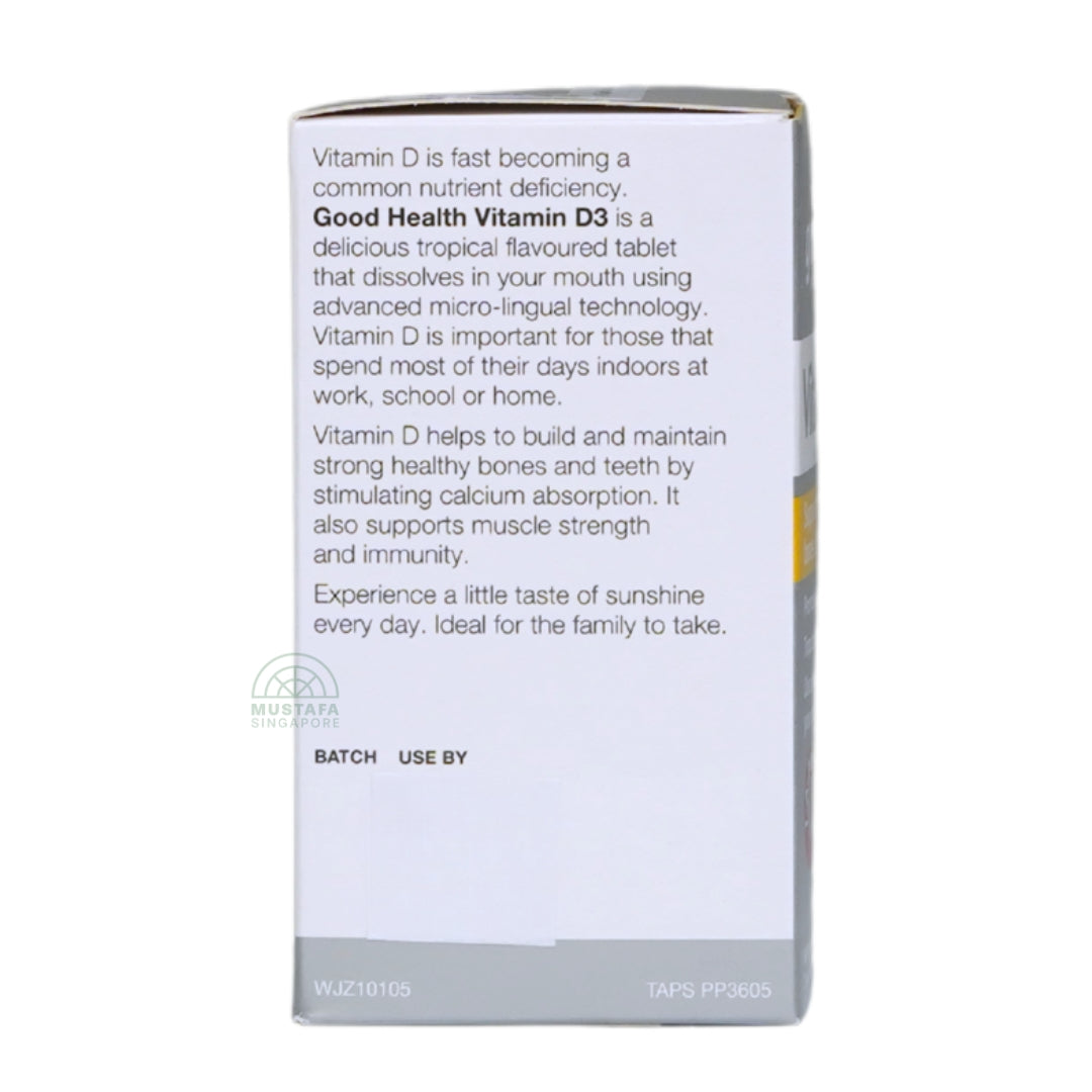 Good Health Naturally New Zealand Vitamin D3 1000 IU (60 Tabs) Orally Dissolving