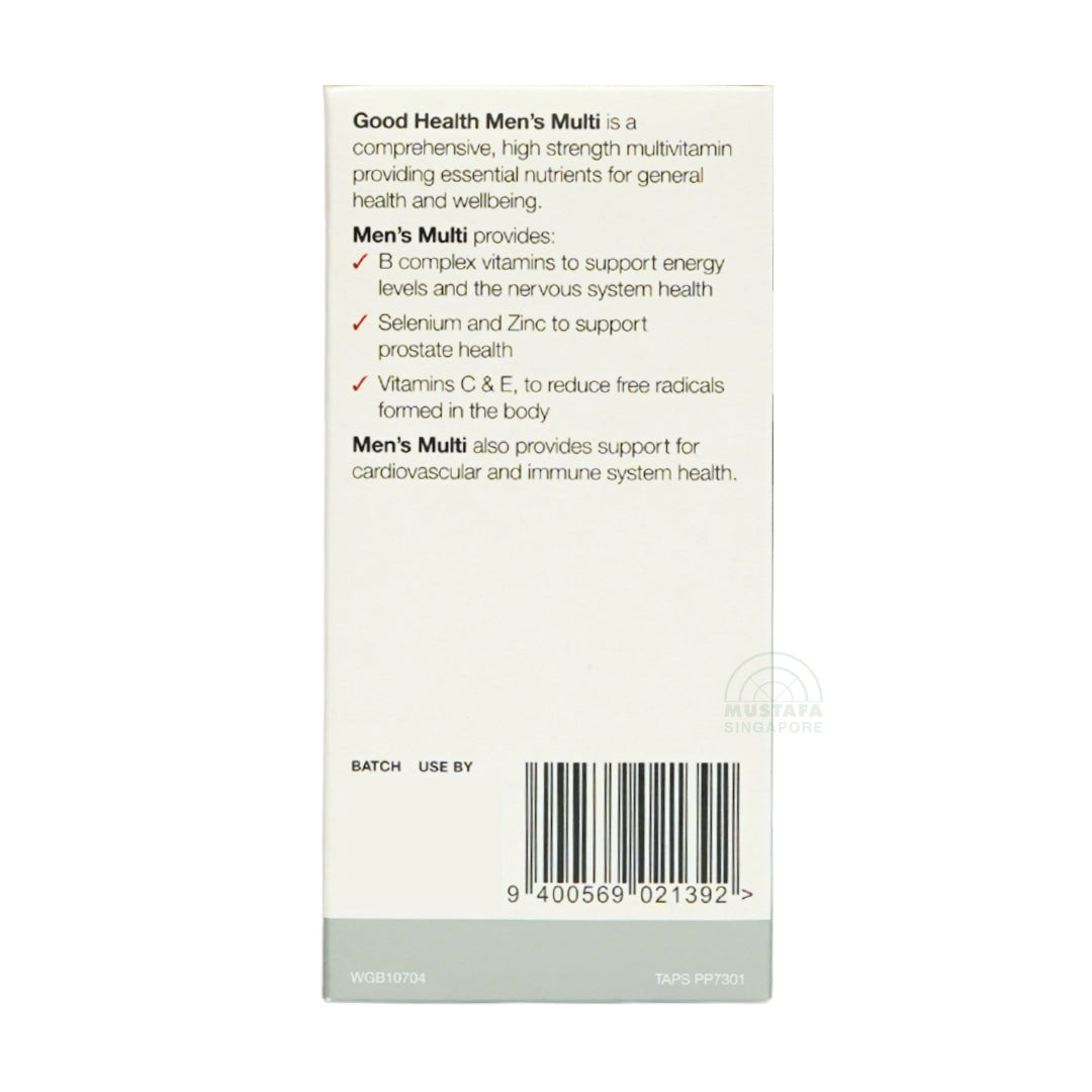 Good Health Naturally New Zealand Men's Multi; High Strength Multivitamin (60 Filmed Coated Tabs)