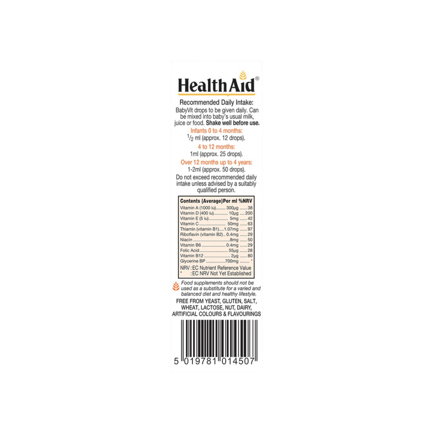HealthAid BabyVit Drops 25ml (Orange)