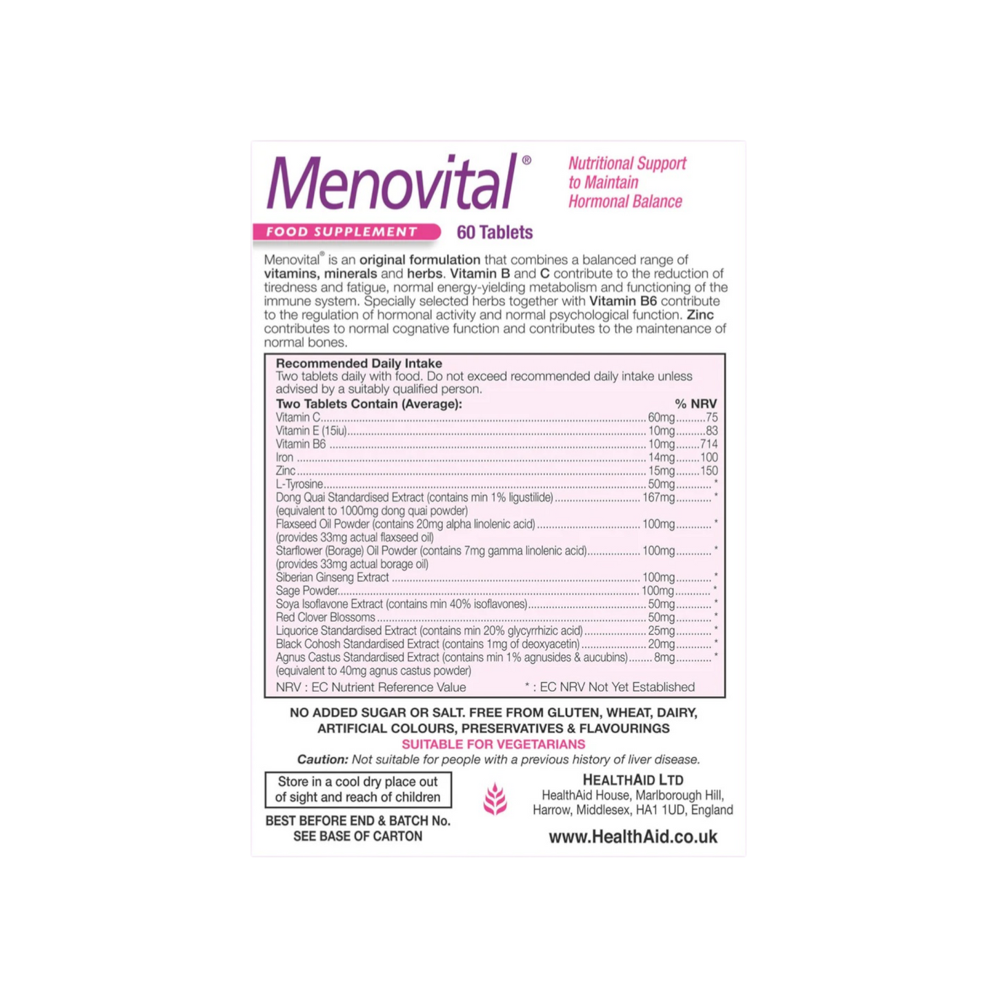 HealthAid Menovital Tabs 60s (Blister Pack)