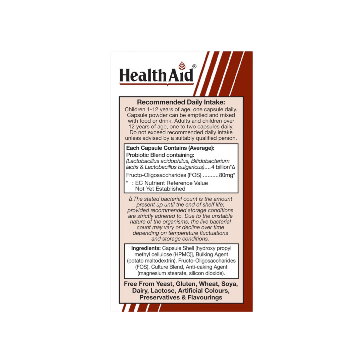 HealthAid Acidophilus Plus 4 Billion Vegicap 60s