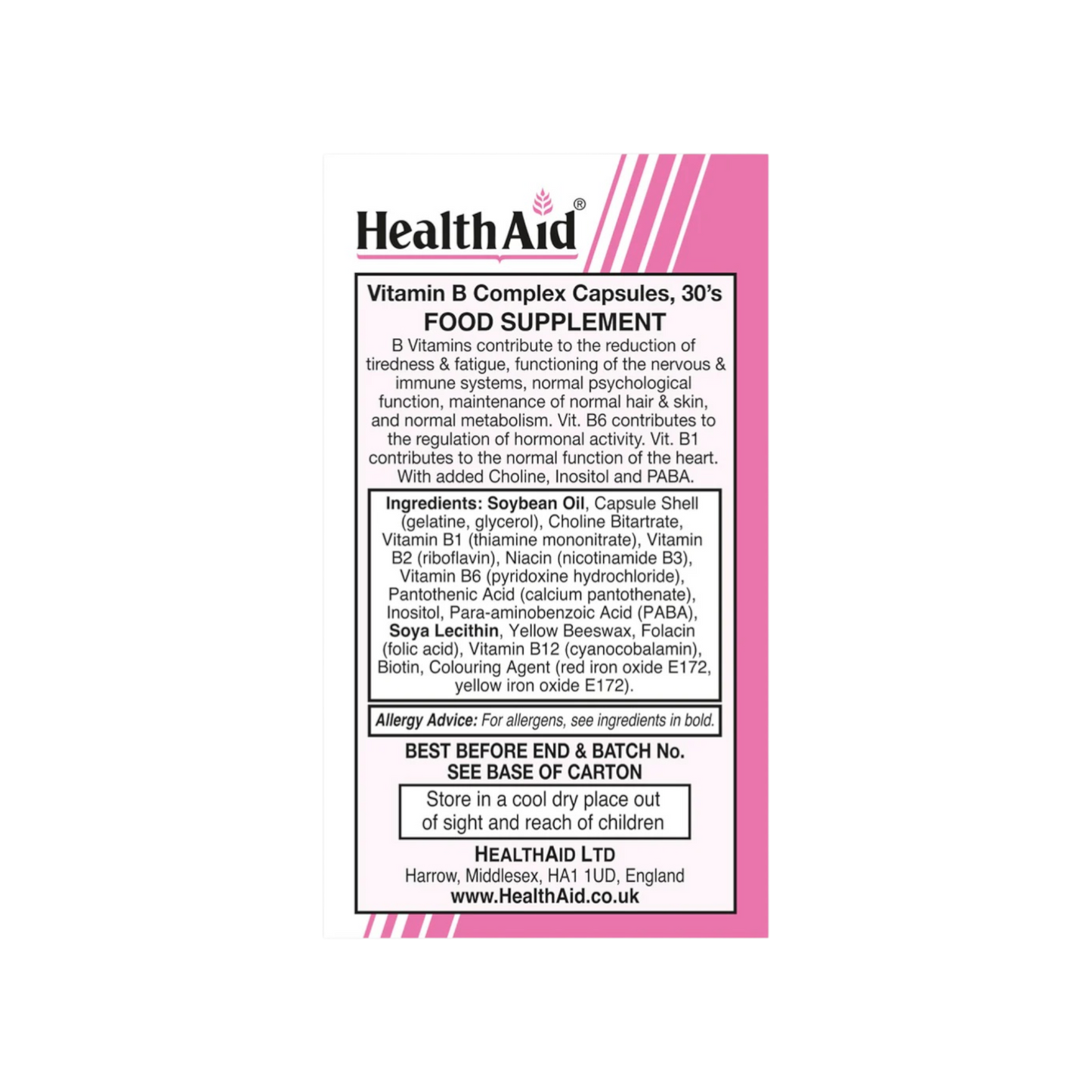 HealthAid Vitamin B Complex Supreme Caps 30s