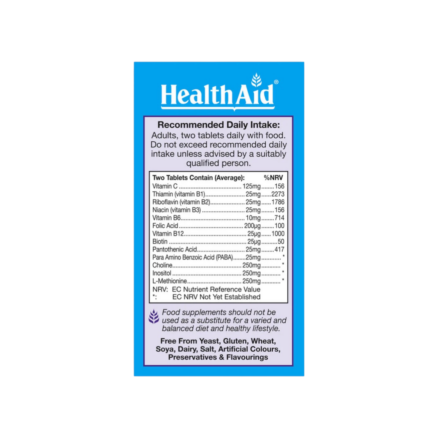 HealthAid Vitamin B+C Lipotropics Factors Tabs 60s