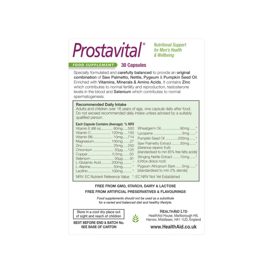 HealthAid Prostavital Capsules 30s (Blister Pack)
