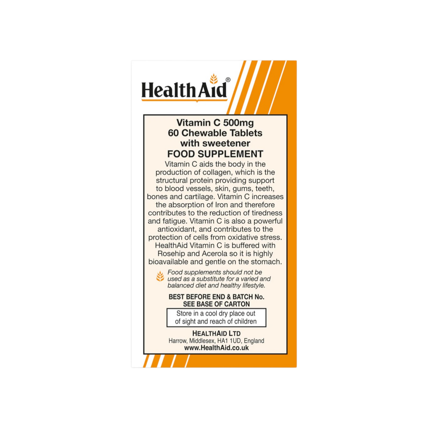 HealthAid Vitamin C 500mg Tablets Chewable 60s