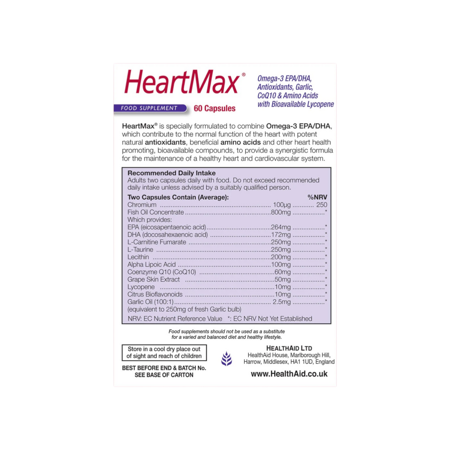 HealthAid Heartmax Caps 60s (Blister)