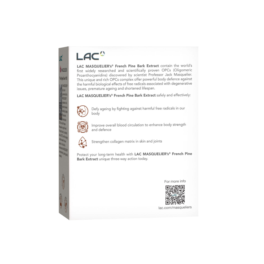 LAC Masquelier’s French Pine Bark Extract Antioxidant Supplement 100mg x 50 Tablets