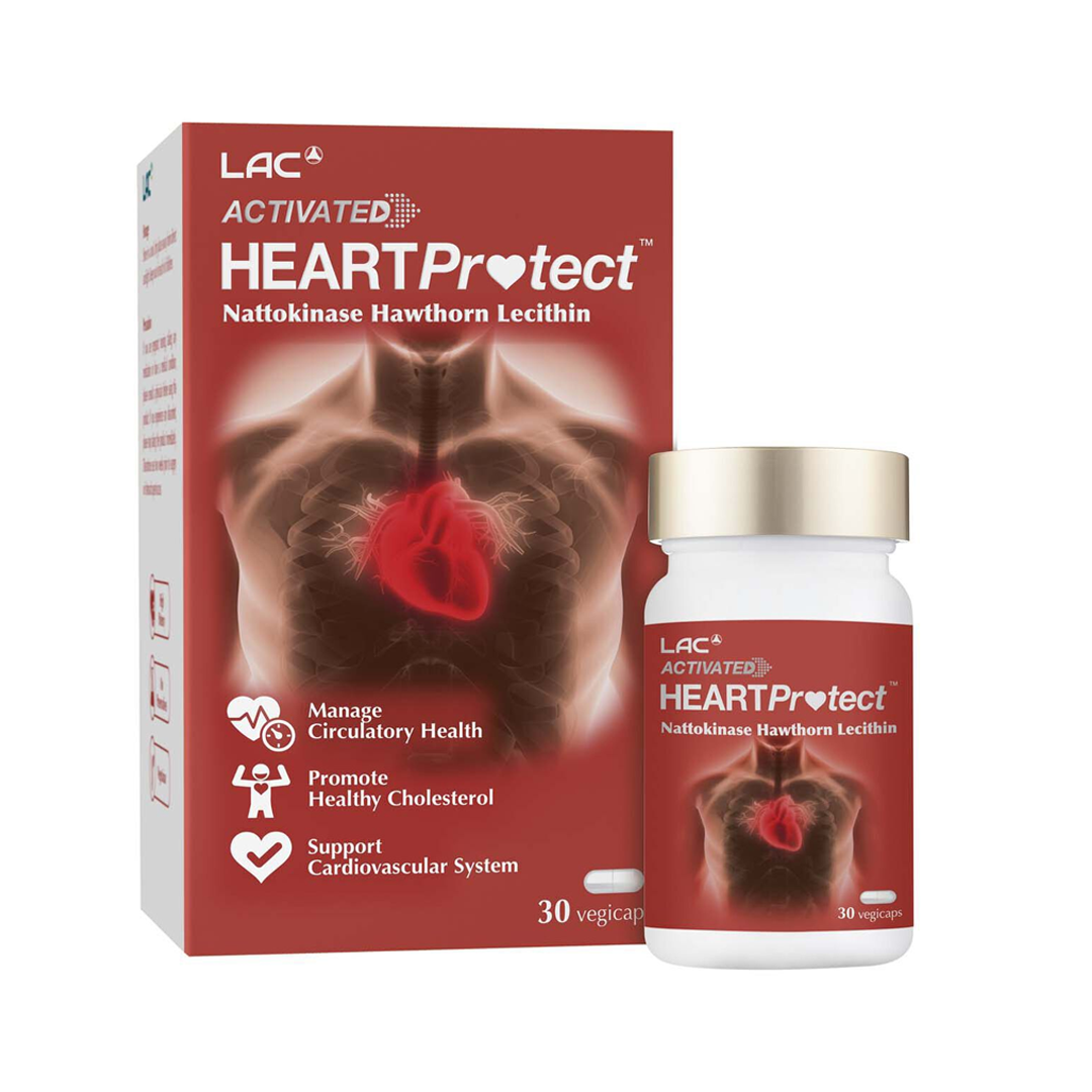 LAC Activated Heart Protect Nattokinase Hawthorn Lecithin Blend Cardiovascular Support Supplement x 30 Capsules