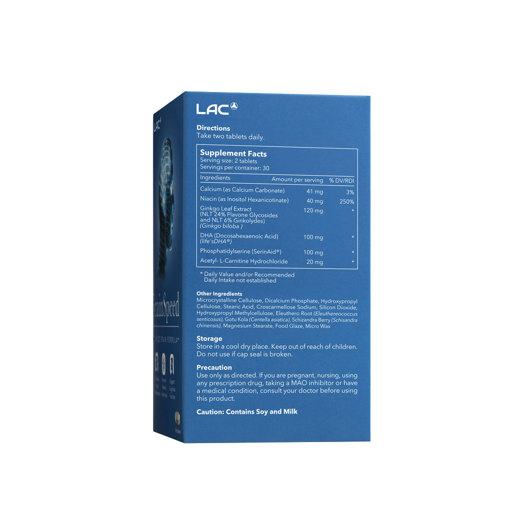 LAC BrainSpeed Cognitive Support Supplement x 60 Vegetarian Tablets