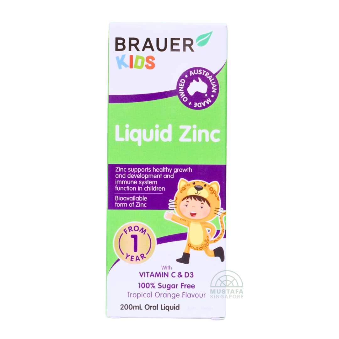 Brauer Kids Tropical Orange Liquid Zinc Vitamin C and D3 Oral Liquid 200ml