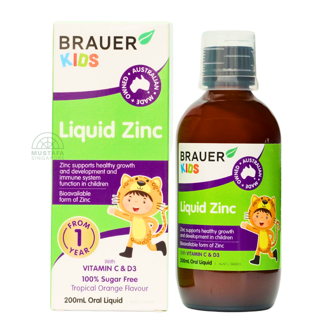 Brauer Kids Tropical Orange Liquid Zinc Vitamin C and D3 Oral Liquid 200ml