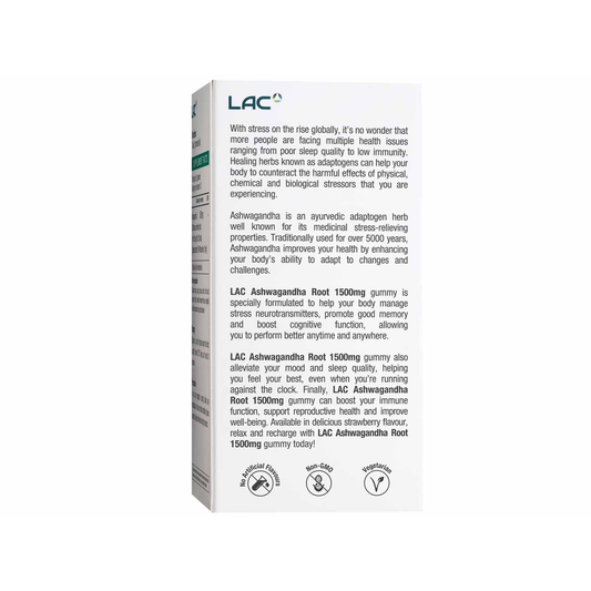 LAC Ashwagandha Root Stress Support 1500mg x 60 Capsules