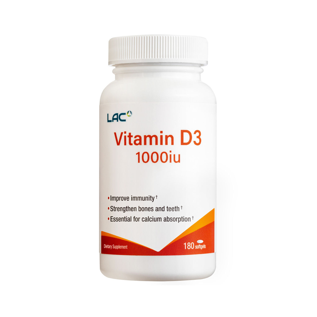 LAC Vitamin D3 Bone Health Support 1000 IU x 180 Softgels