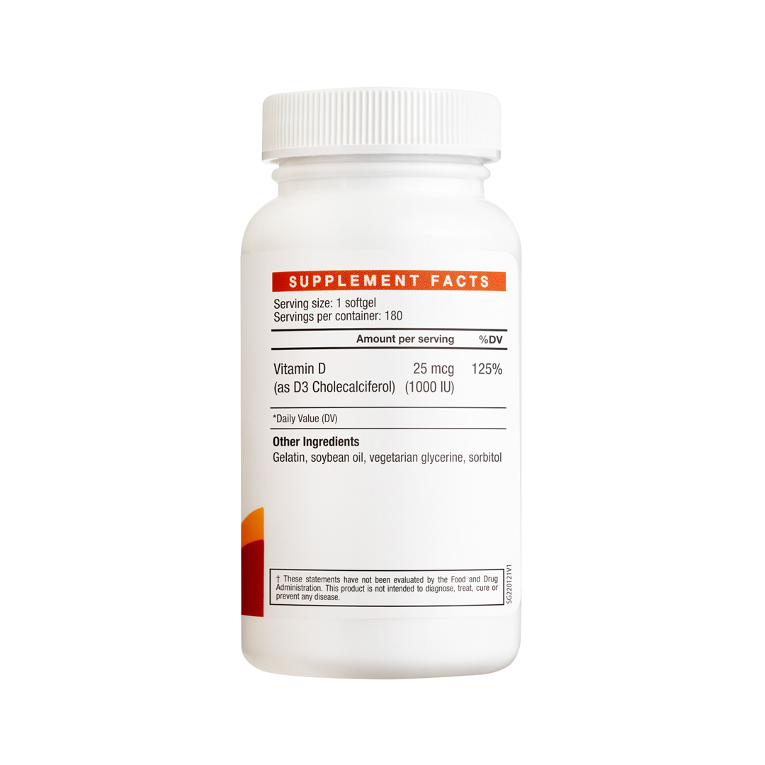 LAC Vitamin D3 Bone Health Support 1000 IU x 180 Softgels