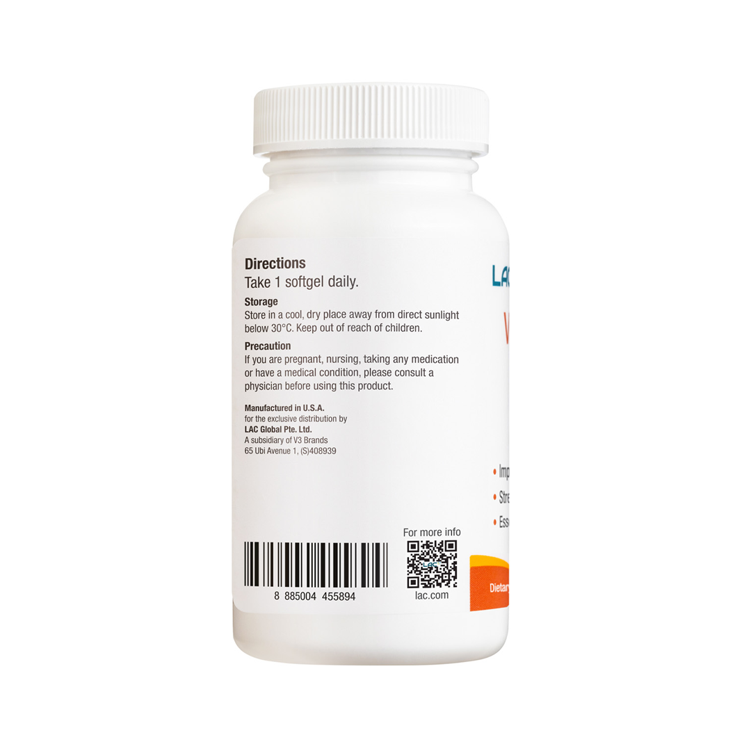 LAC Vitamin D3 Bone Health Support 1000 IU x 180 Softgels