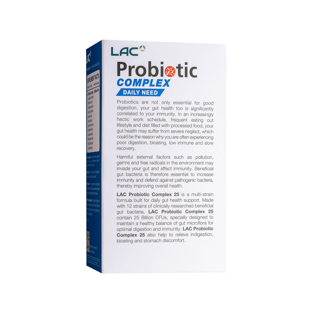 LAC Probiotic Complex Digestive Support 25 Billion CFU x 30 Capsules